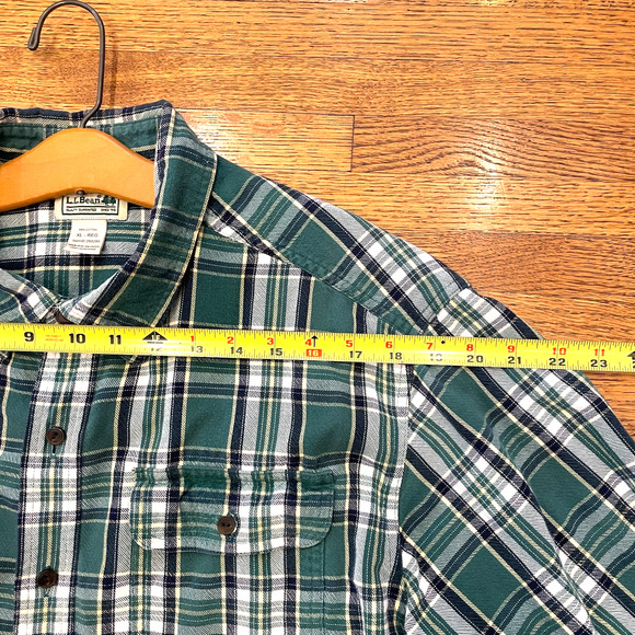 Vintage LL Bean Men's Green Plaid Flannel Shirt Sz XL Button Up 100% Cotton - Picture 5 of 8